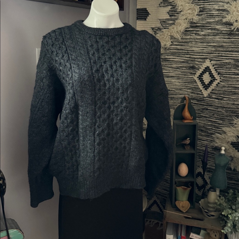 Celtic Country Vintage 100% Wool Cable Knit Sweater XL